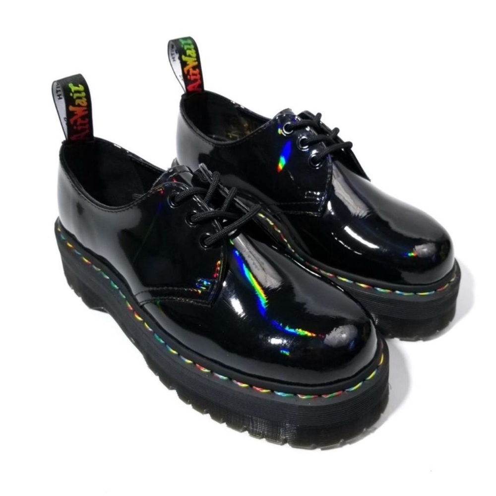 NWOB Black Patent Oil Slick Iridescent Doc Martens Oxfords - UK6 / US8 / EU39